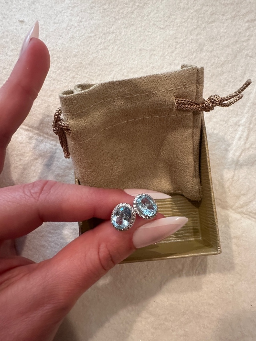 Sterling Silver Aquamarine Halo Stud Earrings - Light Blue